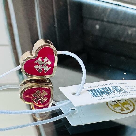 Tory Burch- Monogram “Heart shape with Logo” initial charm NWT